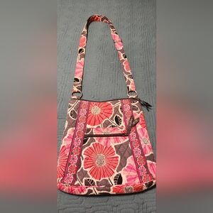 Vera Bradley Floral Pink and Brown Crossbody Bag